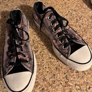Converse low profile platform purple floral flower sneaker tennis shoes Size 7.5